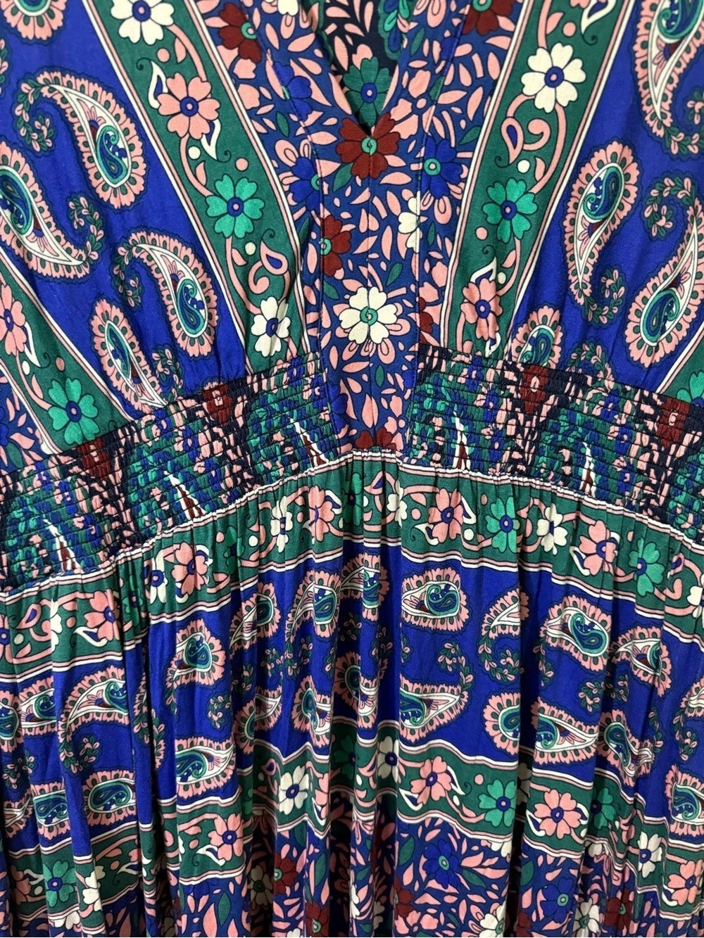 Boden Paisley Floral Maxi Dress Blue & Pink Size XL Like New - Picture 3 of 4